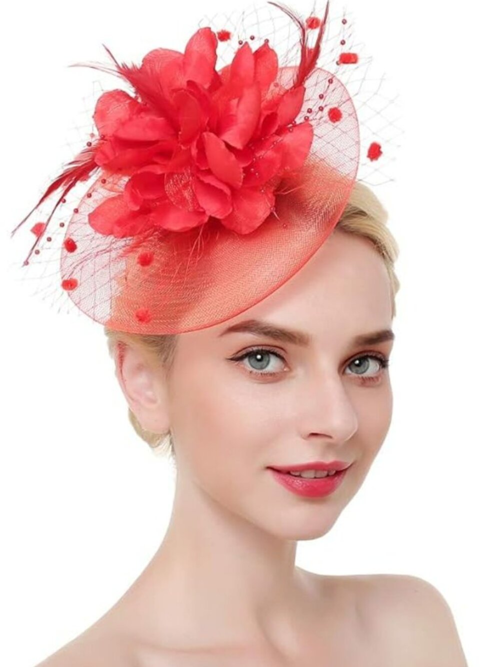 Derby Fascinators Hat Tea Party Wedding Cocktail Party Red NEW